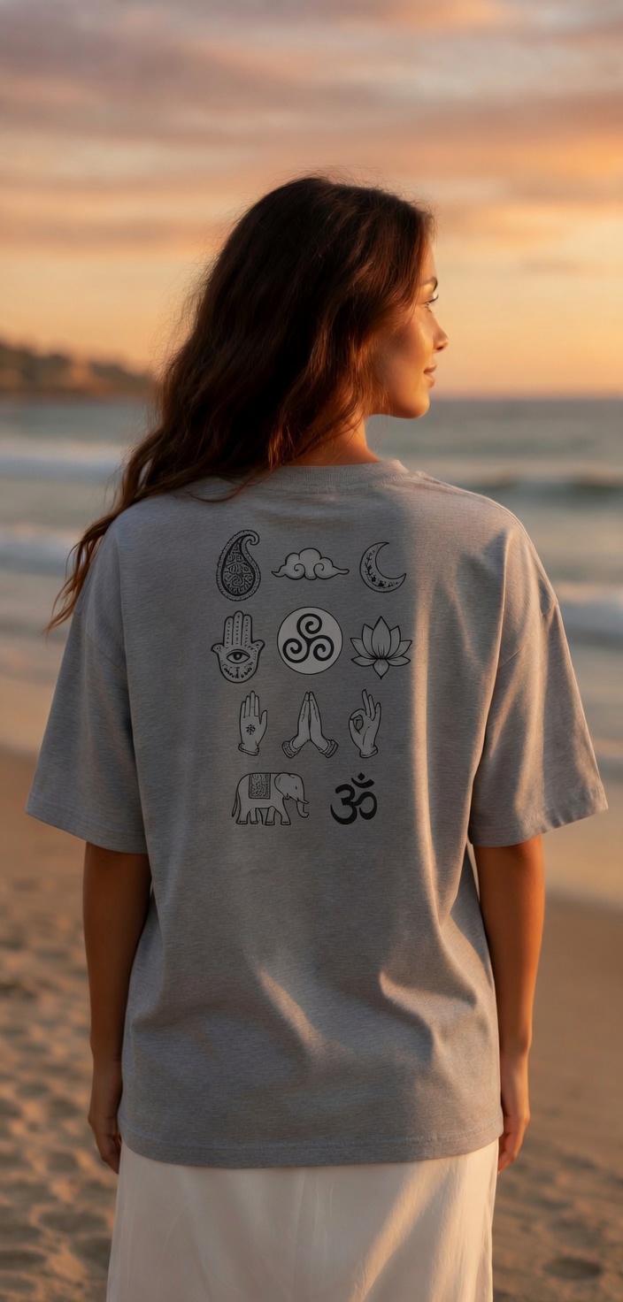 Oversized Bio Hand & Symbols Print