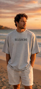 Oversized Blessed Bio-T-Shirt mit breitem Kragen