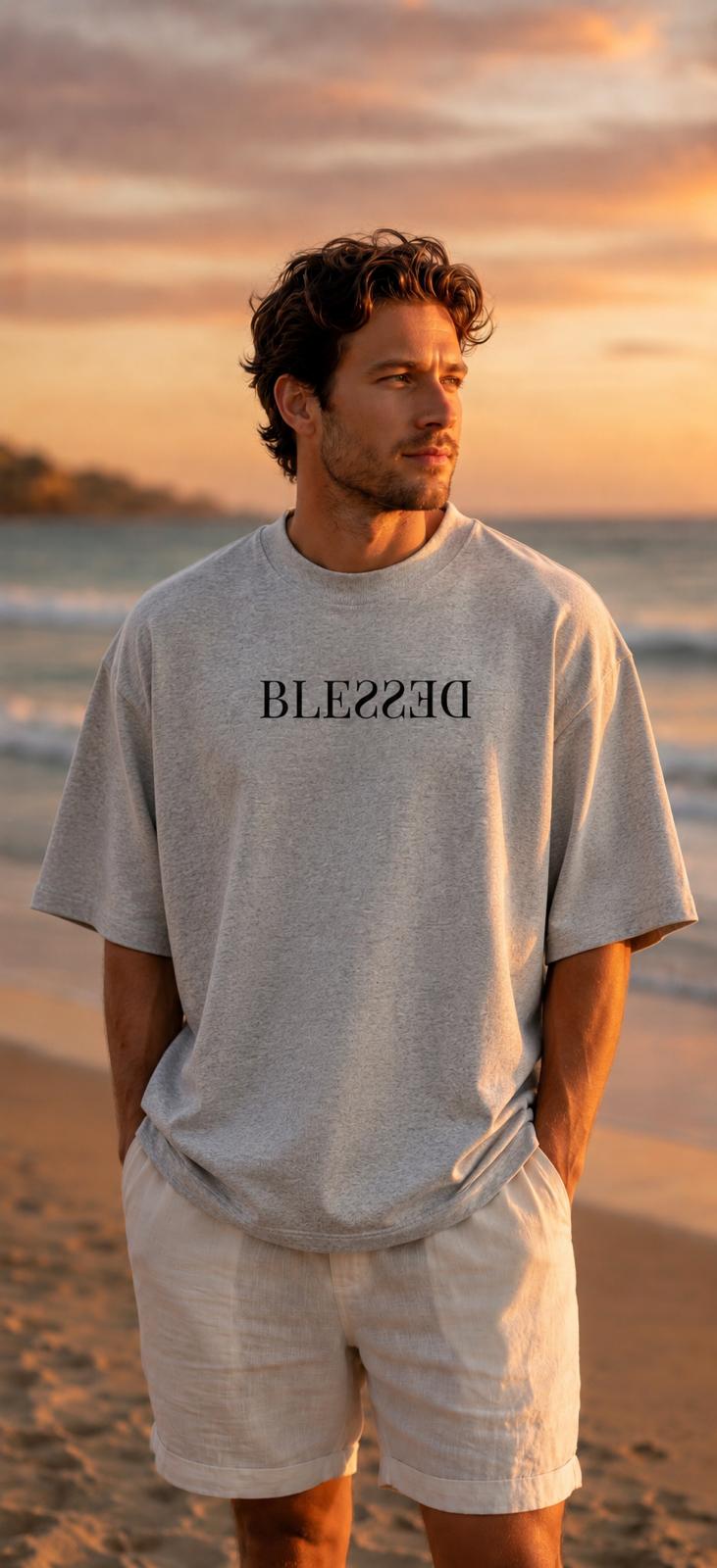 Oversized Blessed Bio-T-Shirt mit breitem Kragen