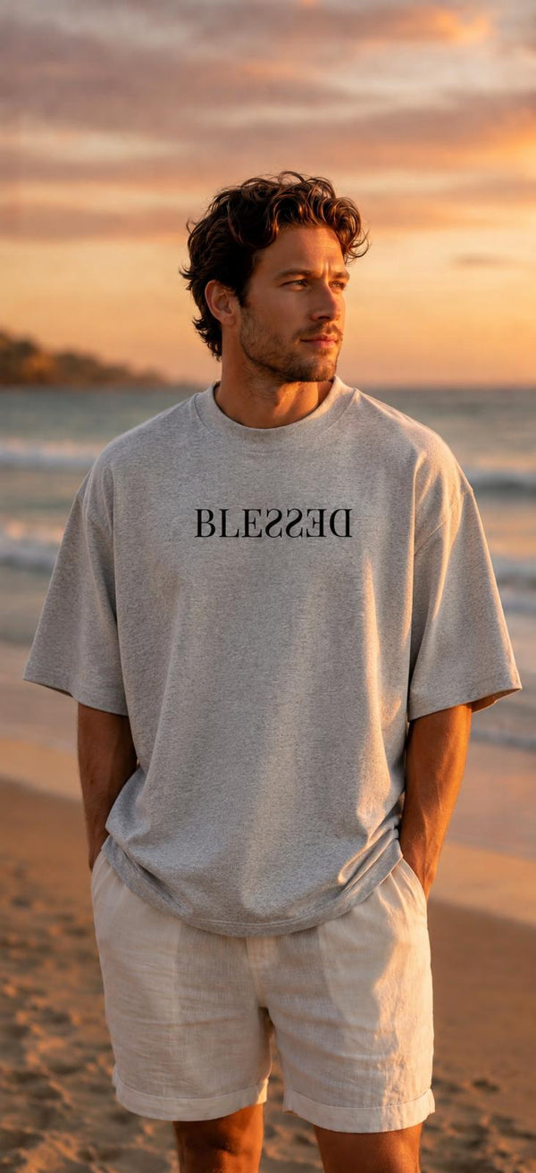 Oversized Blessed Bio-T-Shirt mit breitem Kragen